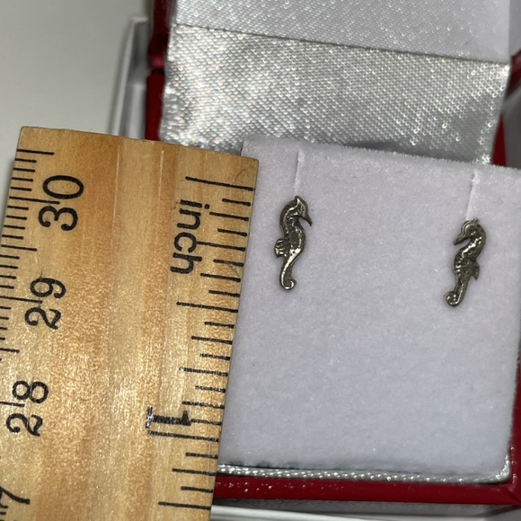 Silver Seahorse Small Stud Earrings - Picture 6 of 6
